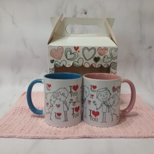 tazas con asas e interior de colores