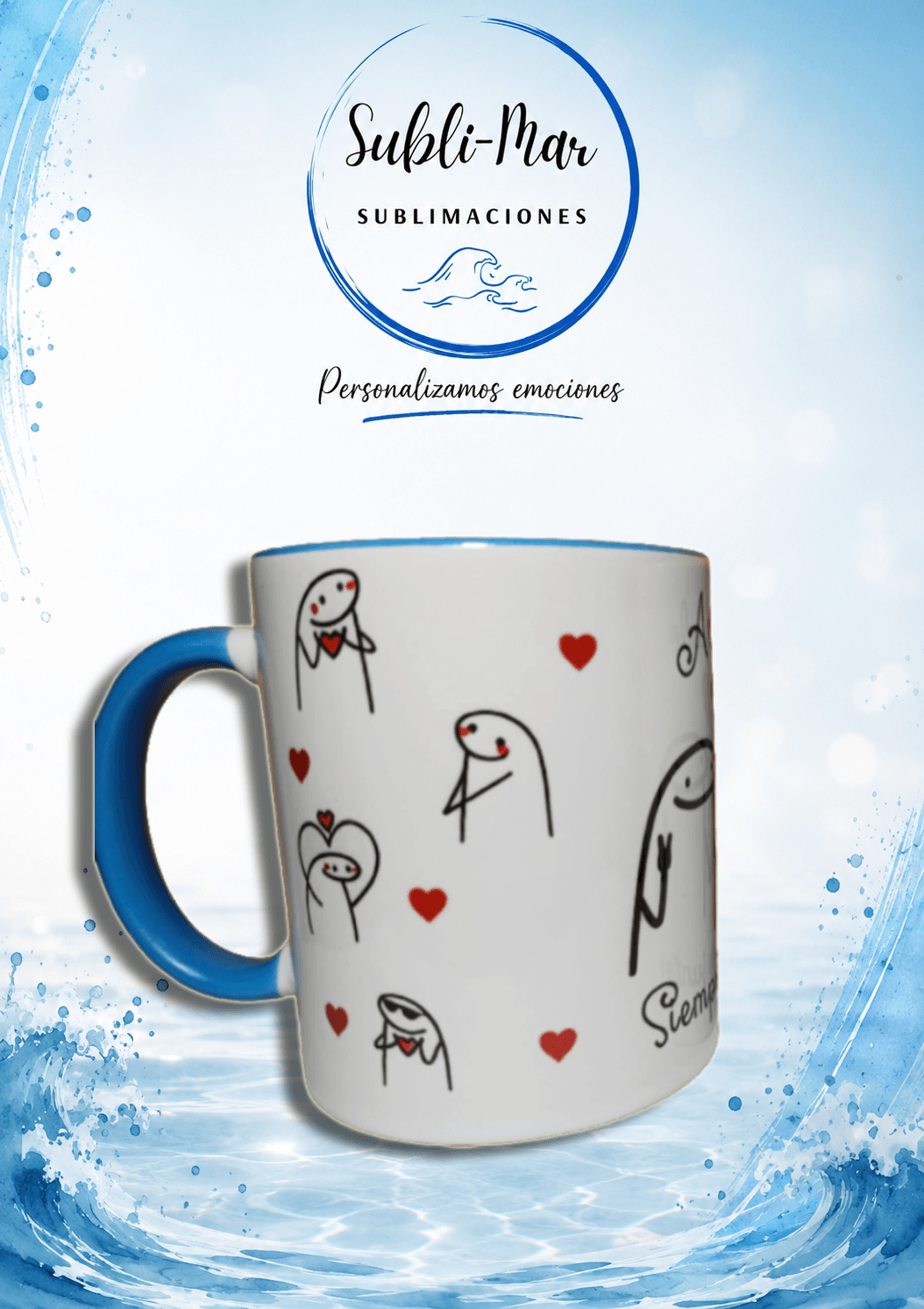 Taza de Cerámica con Interior y Asa de Color Personalizada